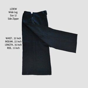 J.CREW Pants Wide Leg 12 Black Side Zipper No Pockets Machine Wash BIN5